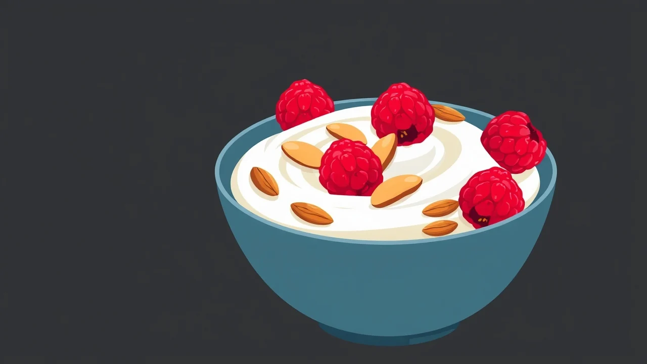 Greek Yogurt with Toasted Almonds and Raspberries