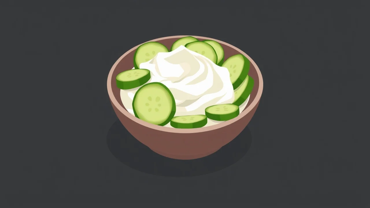 Cottage Cheese with Sliced Cucumbers and Seasoning