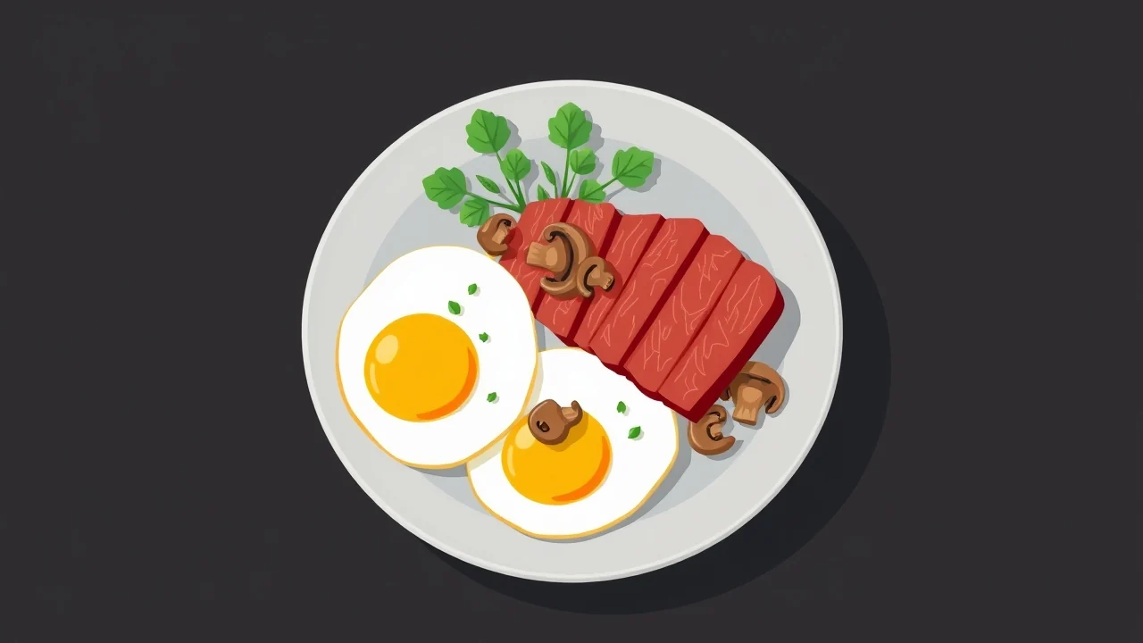 Steak and Eggs with Sautéed Mushrooms